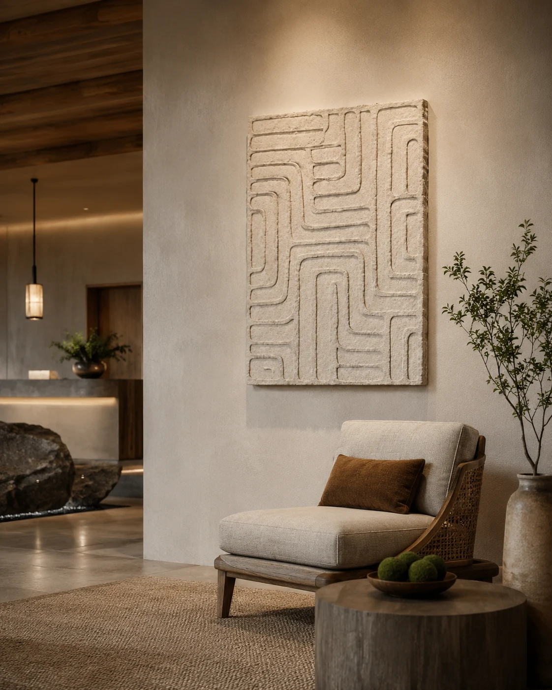 Labyrinth Line Relief Panel