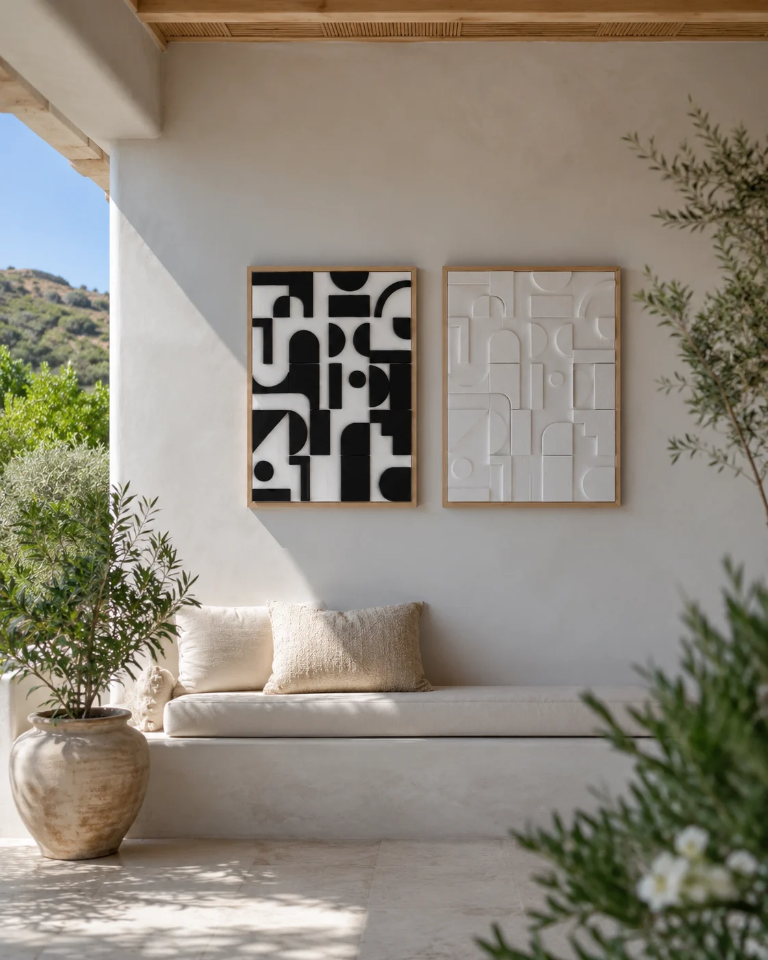 Black and White Graphic Relief Pair - Image 2