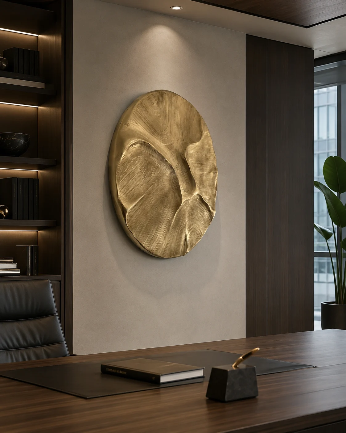 Gold Organic Oval Wall Sculpture
