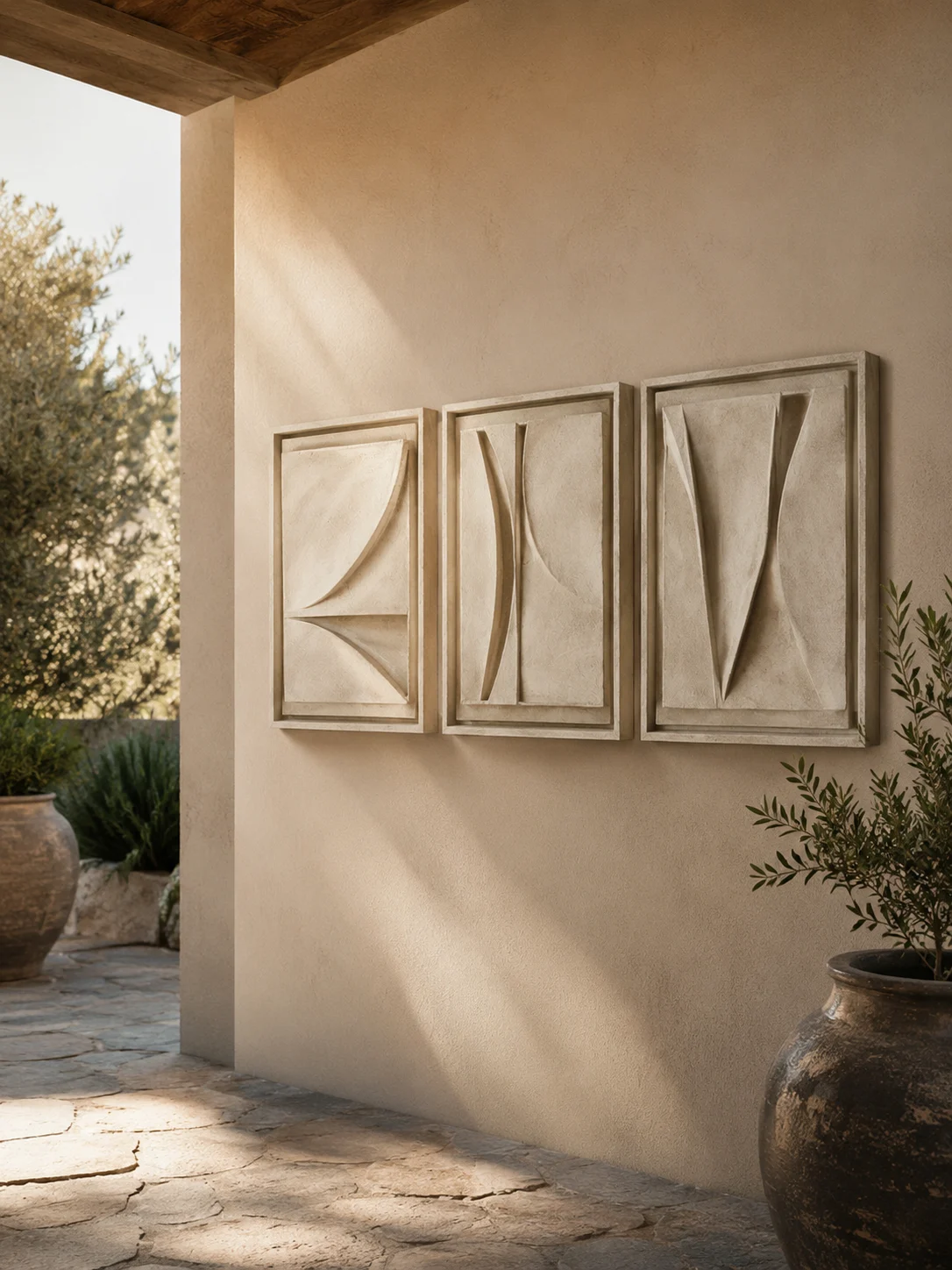 Soft Geometry Relief Triptych - Image 3