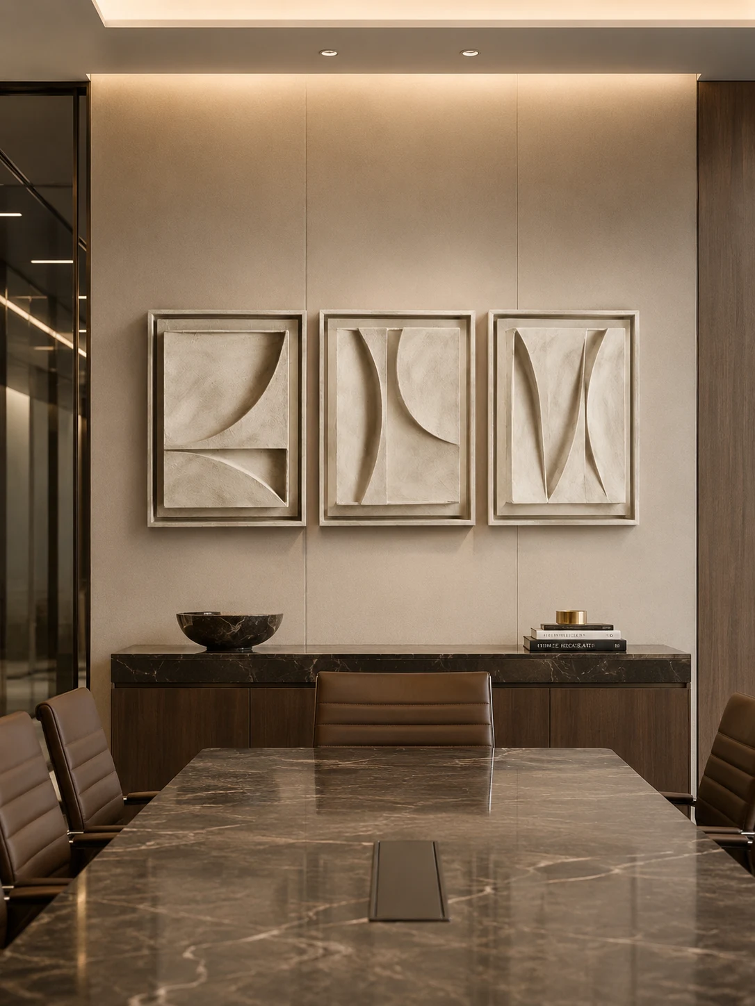 Soft Geometry Relief Triptych