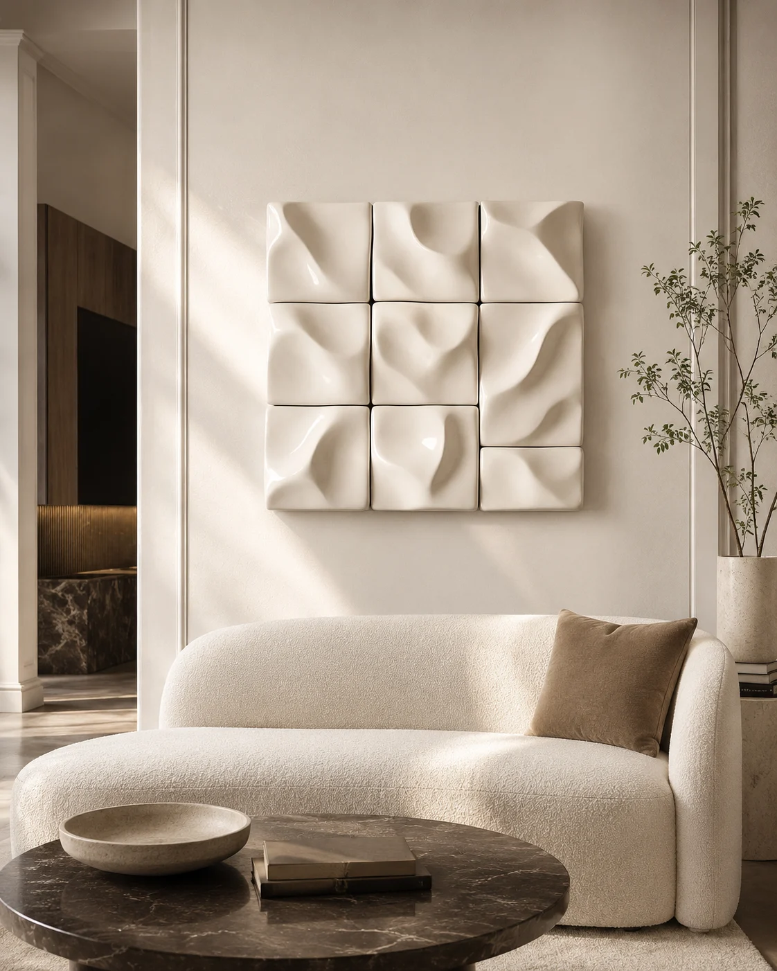 White Cushioned Grid Relief - Image 2