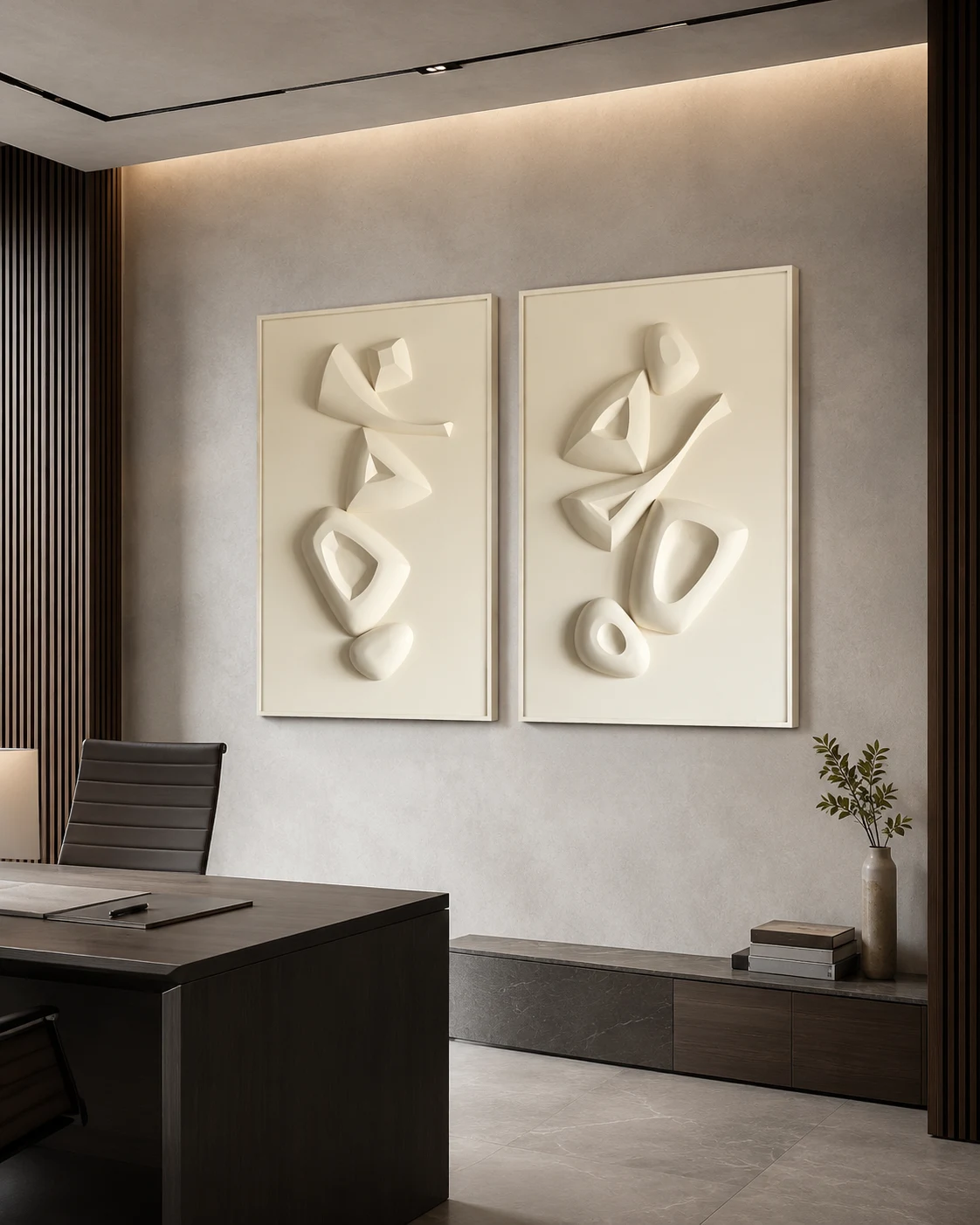 White Ribbon Relief Diptych - Image 3