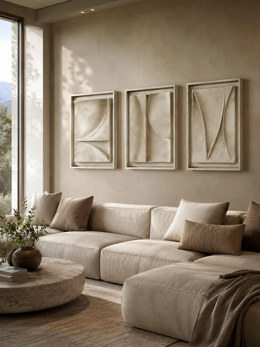 Soft Geometry Relief Triptych - Image 2