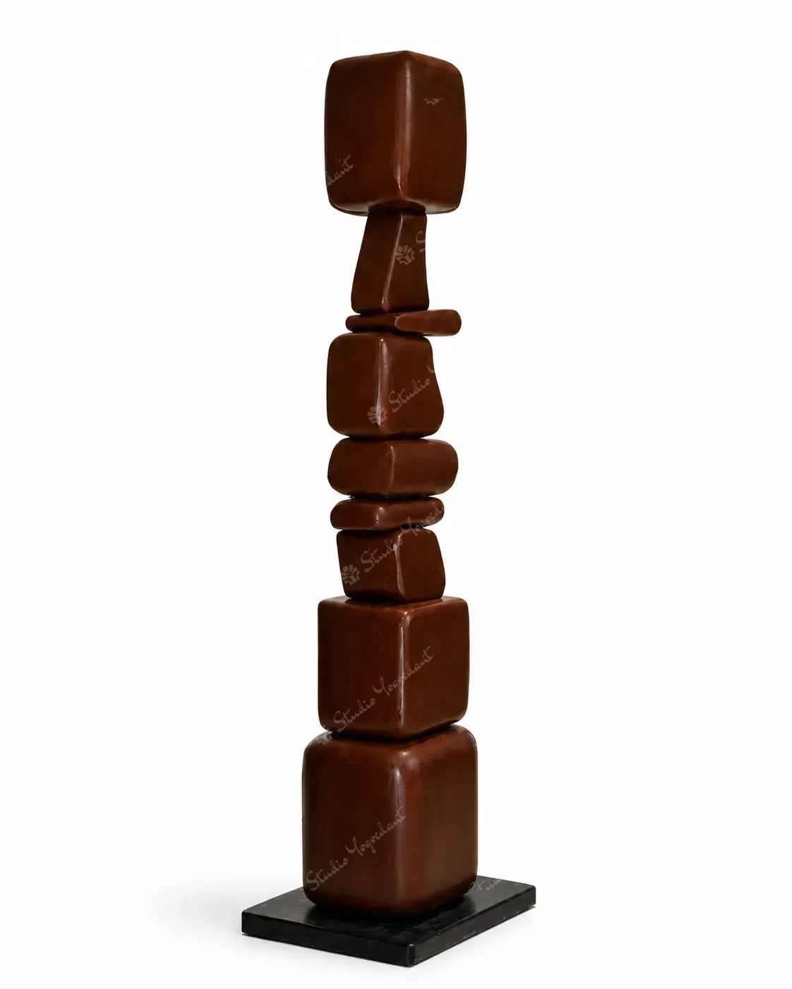 Dark Stacked Block Totem Sculpture