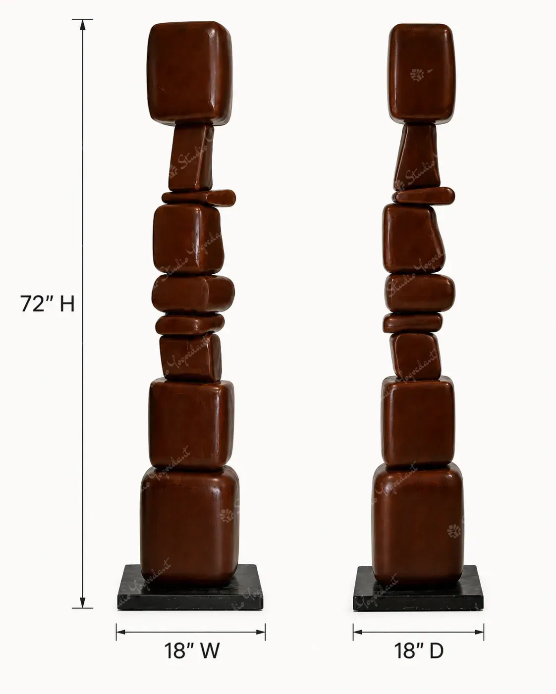 Dark Stacked Block Totem Sculpture - Image 4