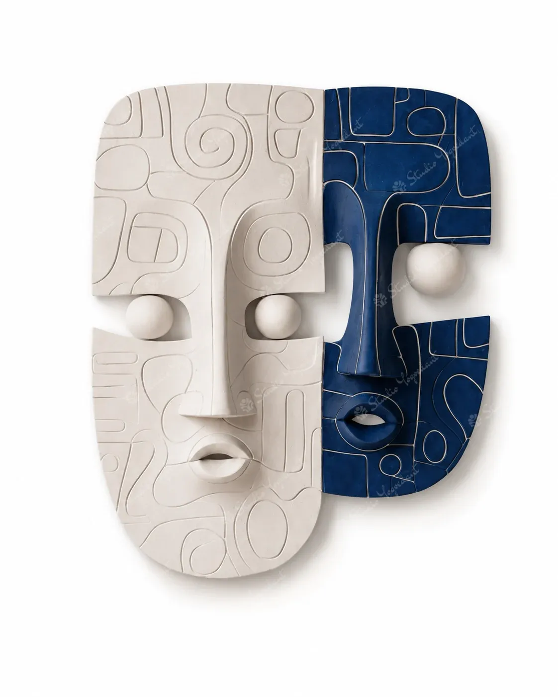 Contemporary Dual Face Mask Wall Sculpture