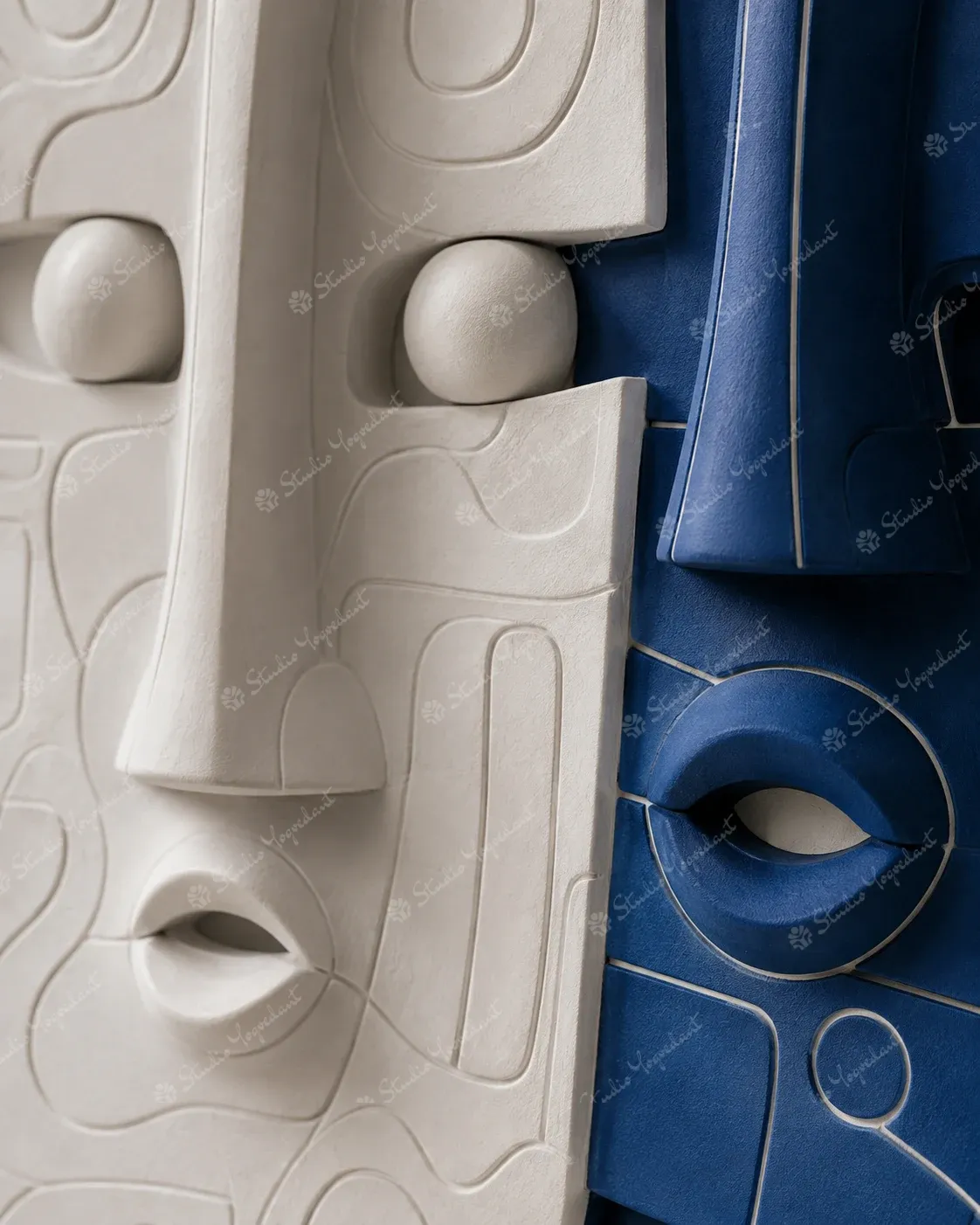 Contemporary Dual Face Mask Wall Sculpture - Image 2