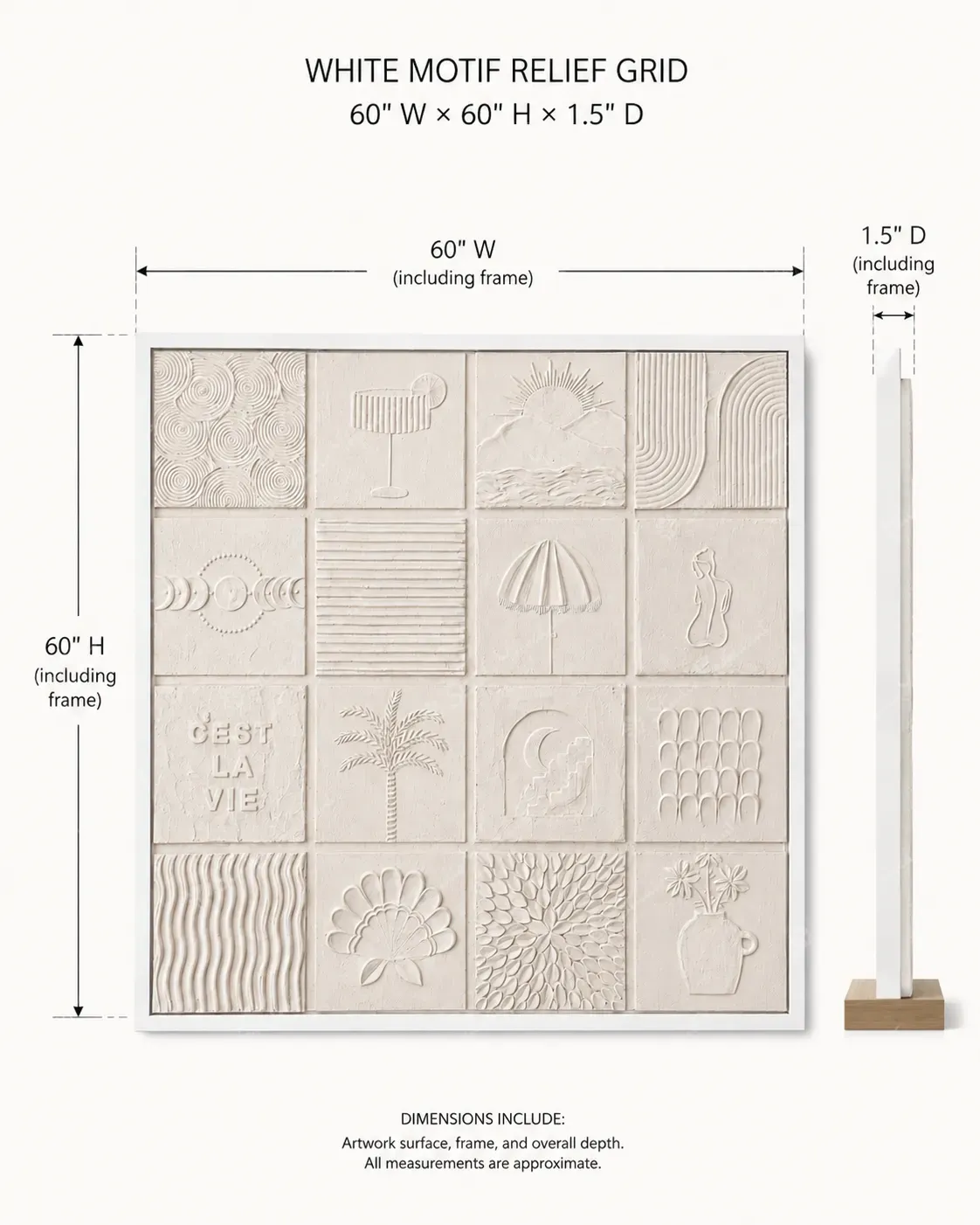 White Motif Relief Grid - Image 6