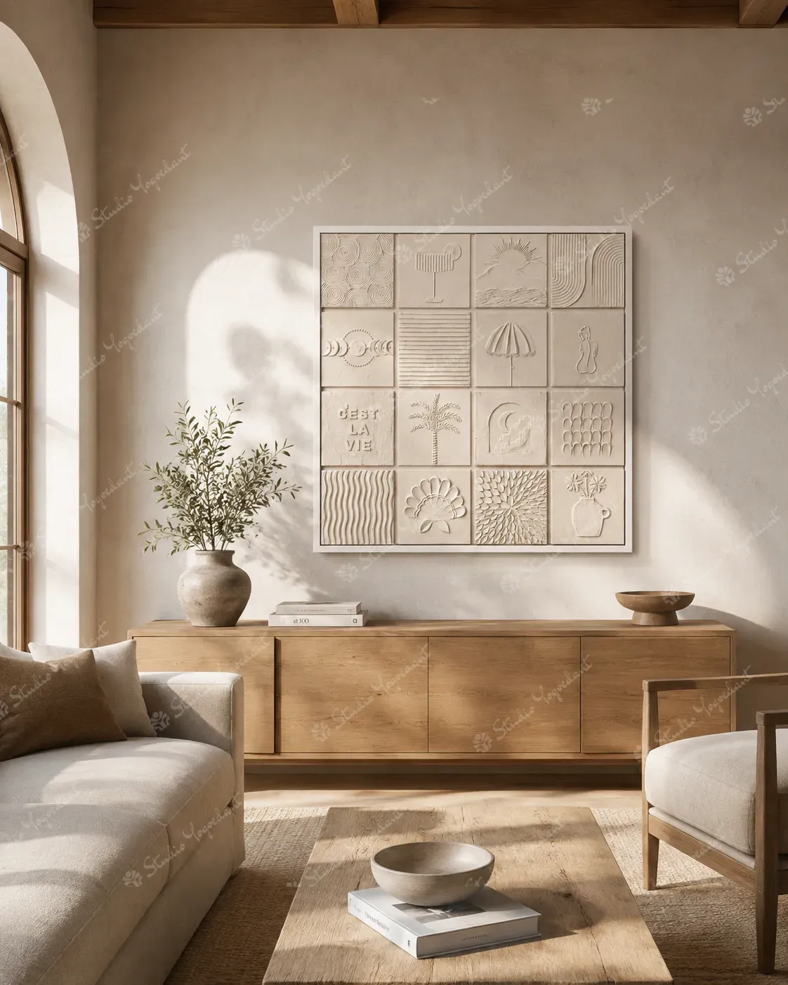 White Motif Relief Grid - Image 8