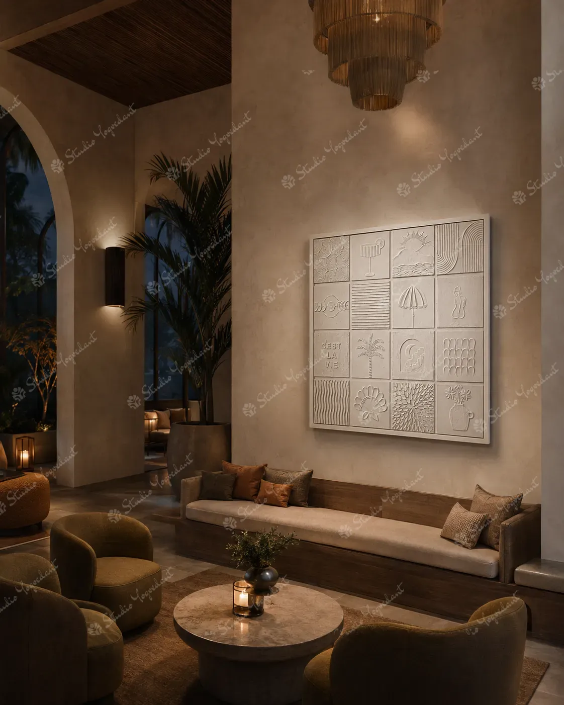 White Motif Relief Grid - Image 9