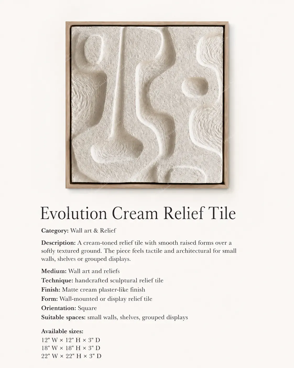 Evolution Cream Relief Tile - Image 3