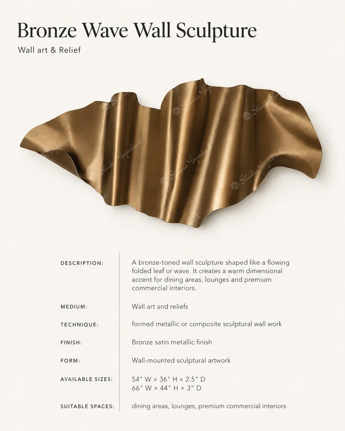 Bronze Wave Wall Sculpture - Image 3