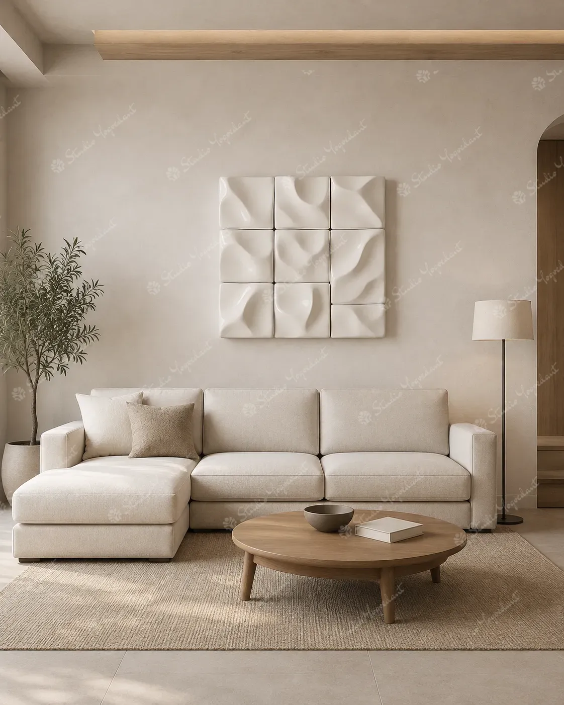White Cushioned Grid Relief - Image 8
