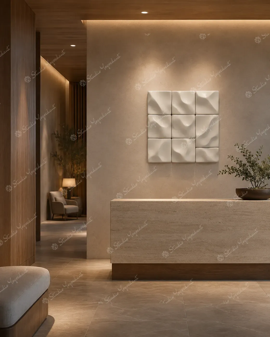 White Cushioned Grid Relief - Image 7