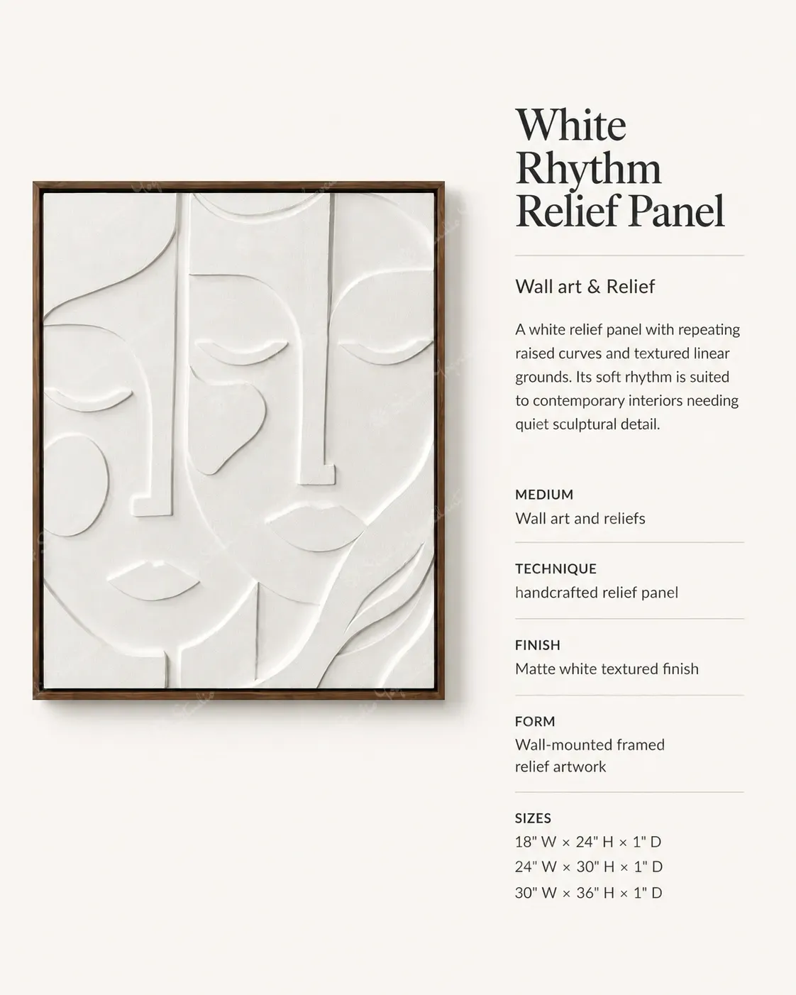 White Rhythm Relief Panel - Image 3