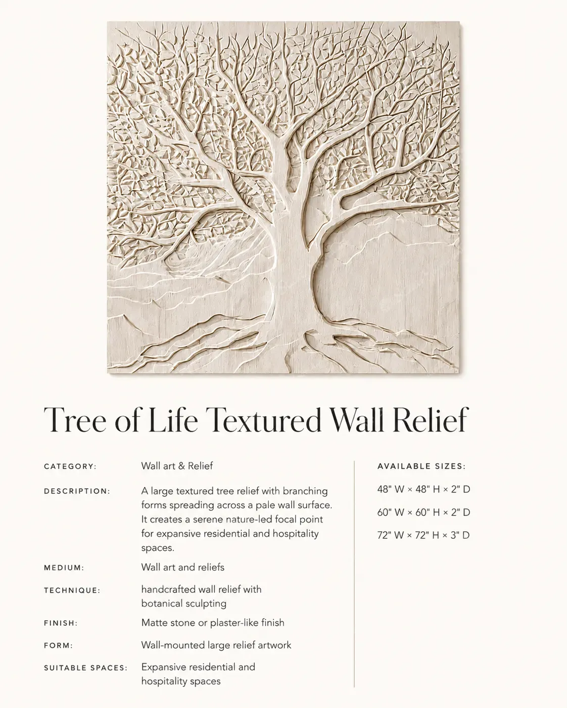 Tree of Life Textured Wall Relief - Image 3