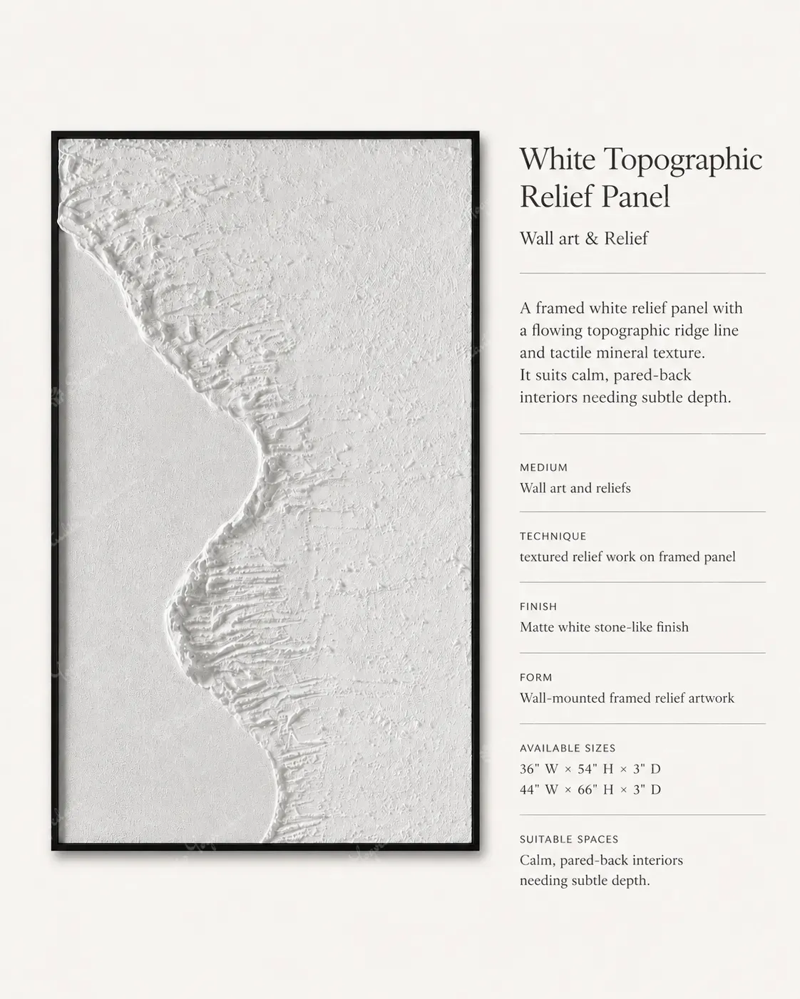 White Topographic Relief Panel - Image 3