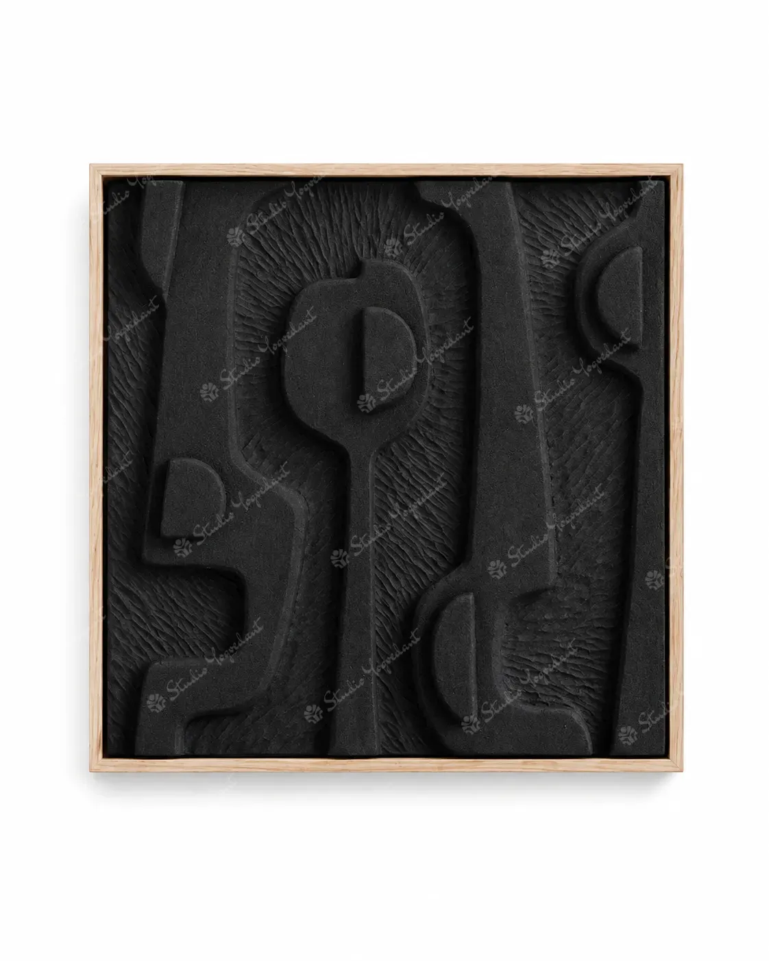 Black Abstract Relief Tile