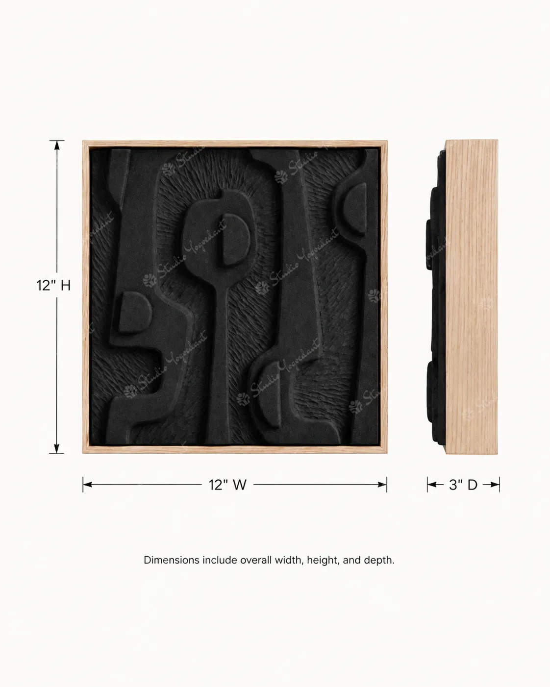 Black Abstract Relief Tile - Image 4