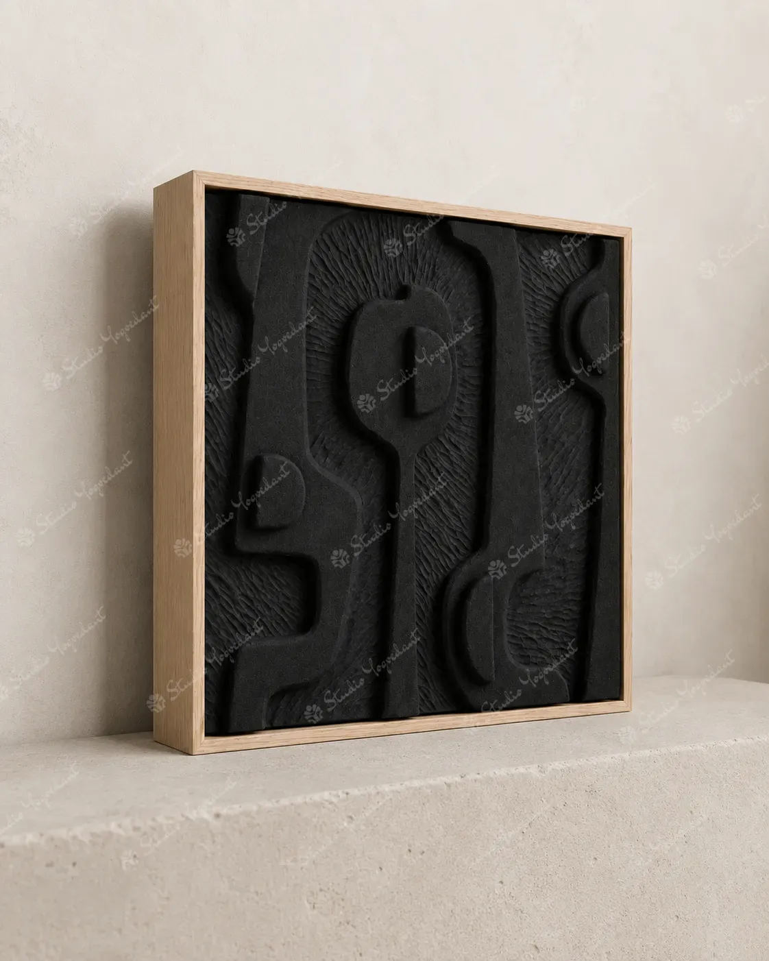 Black Abstract Relief Tile - Image 7