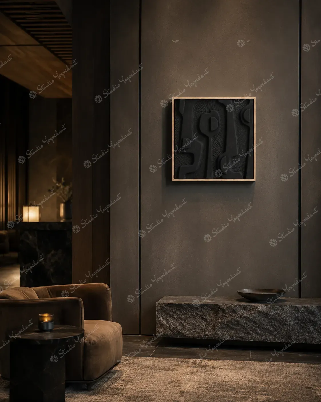Black Abstract Relief Tile - Image 9