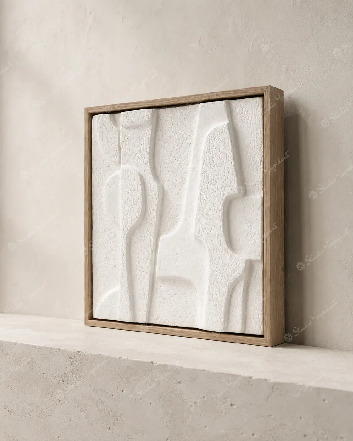 Brutalist Small White Relief Tile - Image 7