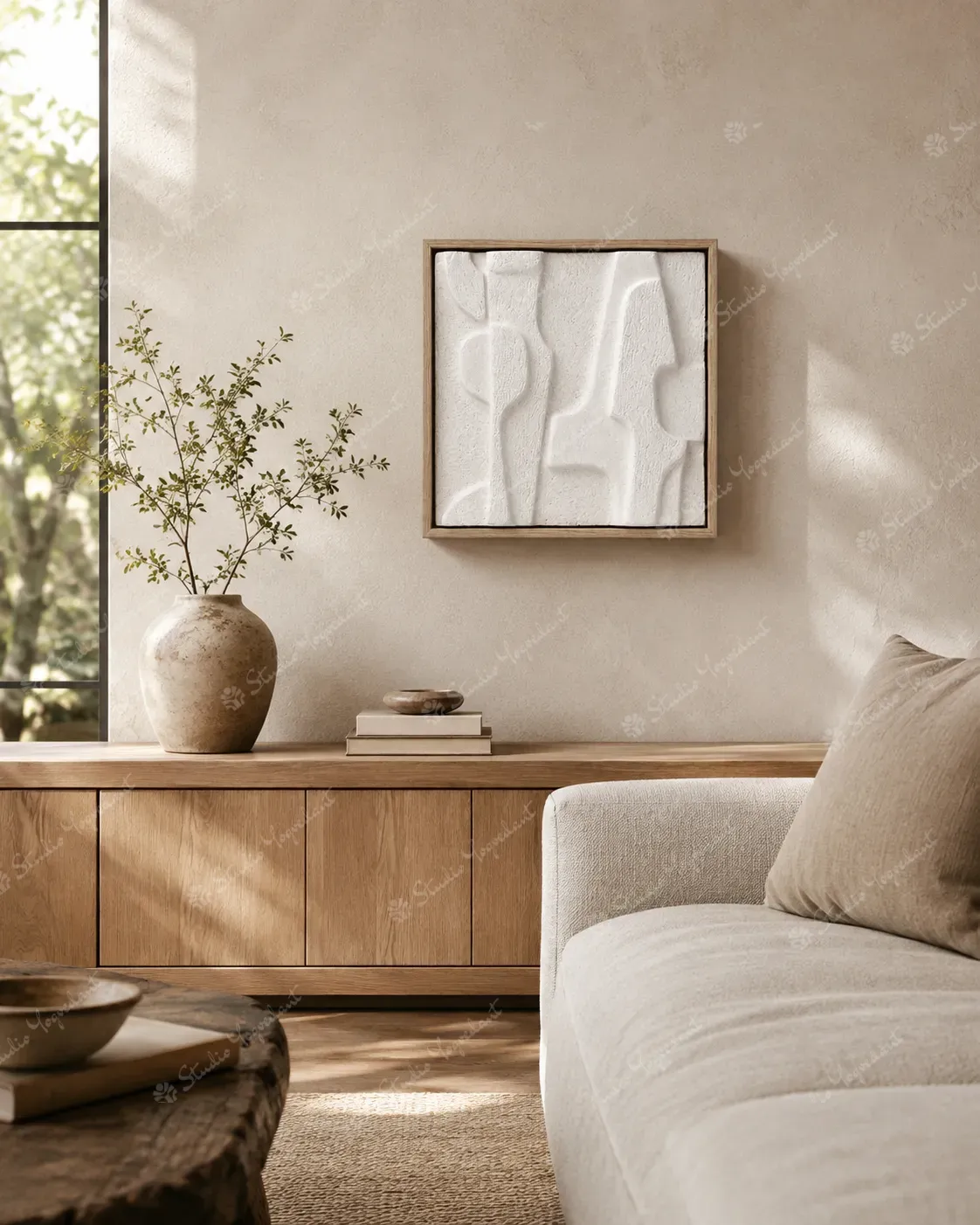 Brutalist Small White Relief Tile - Image 8