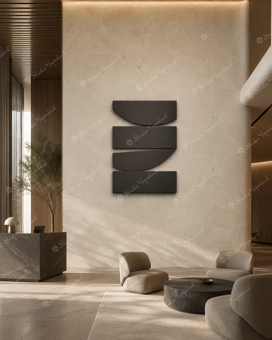 Architectural Half-Moon Wall Relief - Image 8