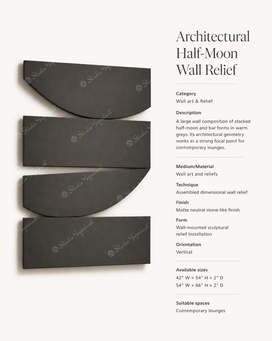 Architectural Half-Moon Wall Relief - Image 3