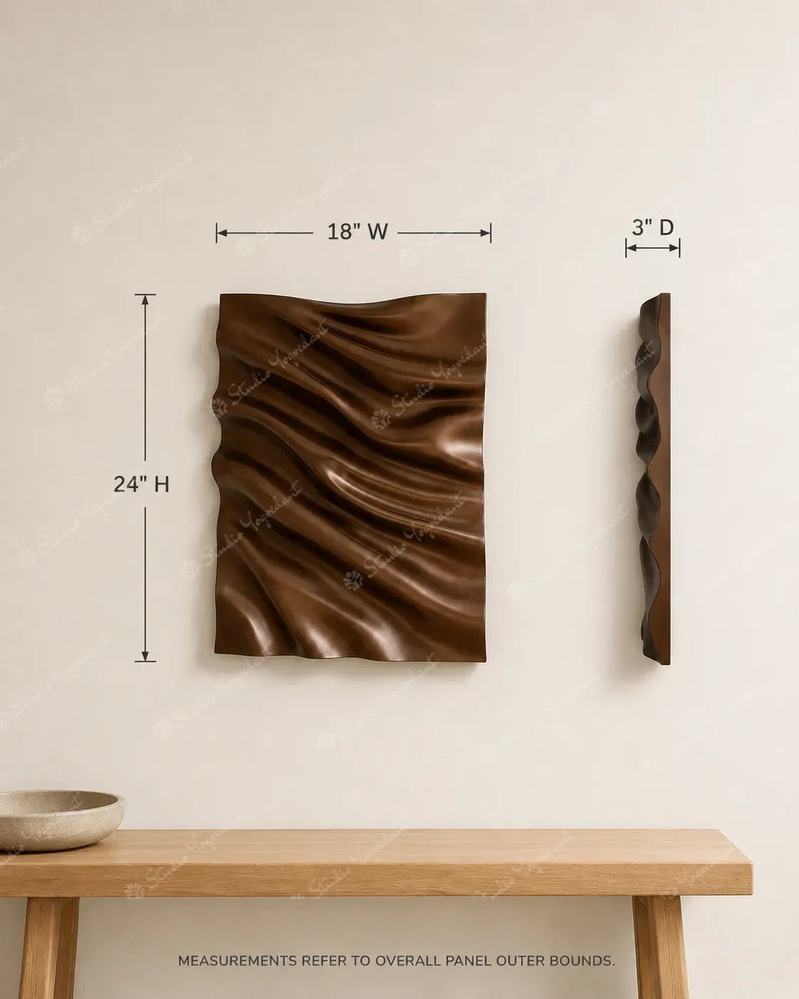 Brown Wave Relief Panel - Image 4