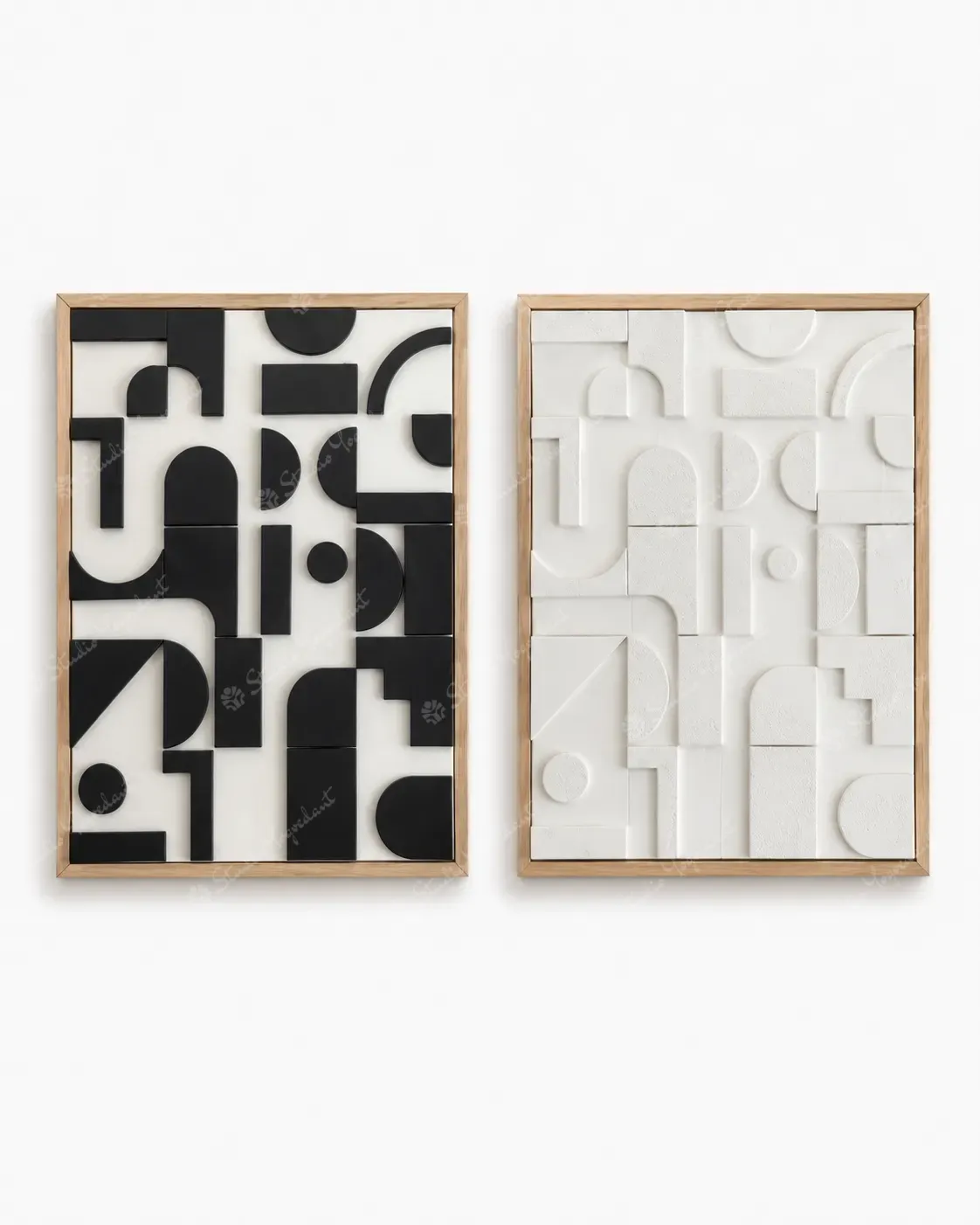 Black and White Graphic Relief Pair