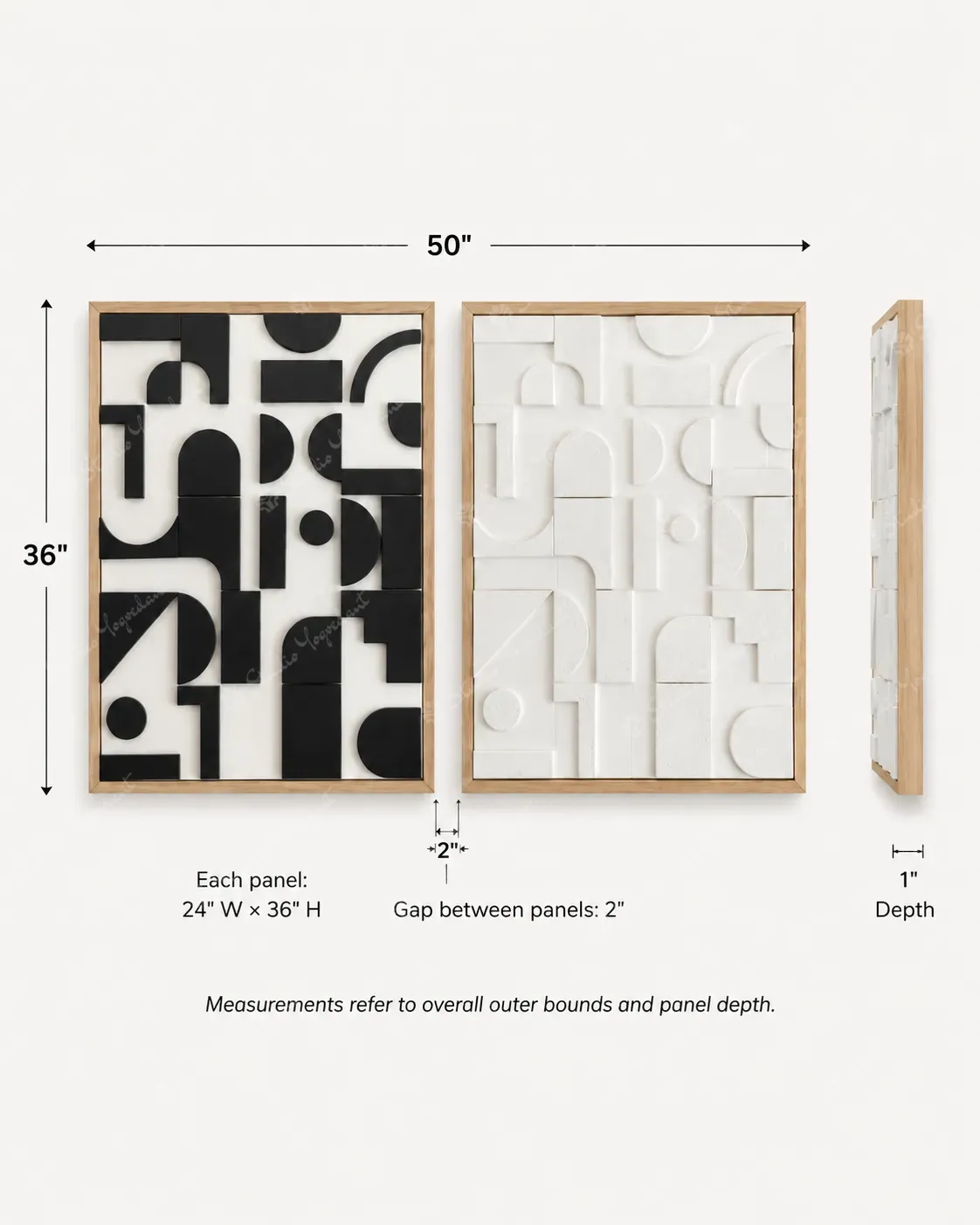 Black and White Graphic Relief Pair - Image 4