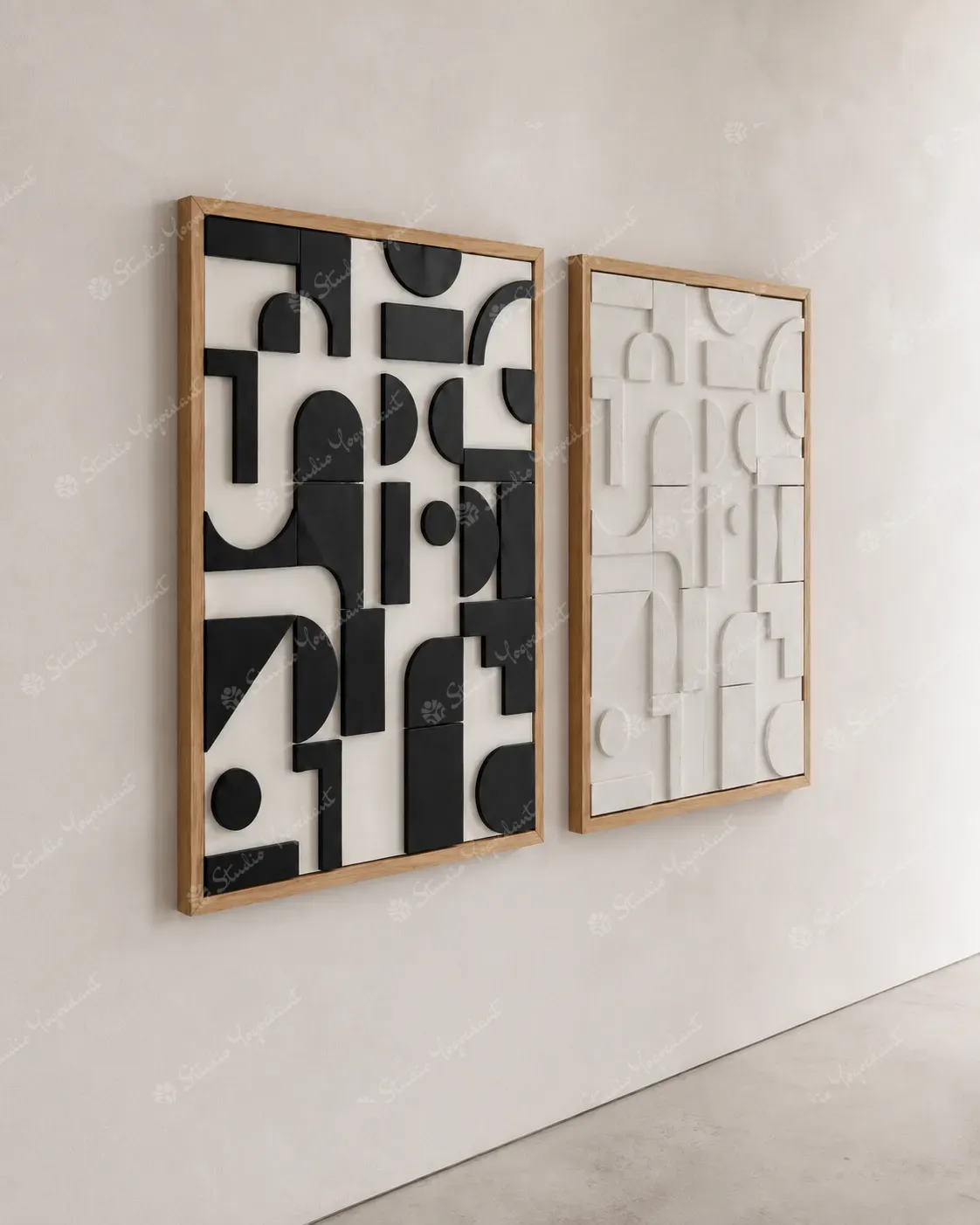Black and White Graphic Relief Pair - Image 6