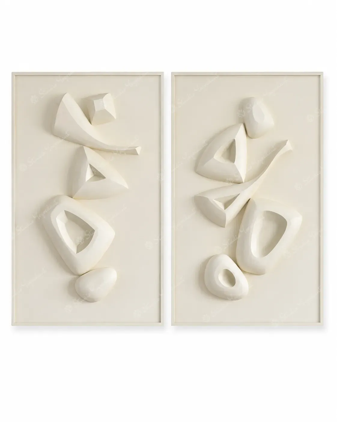 White Ribbon Relief Diptych