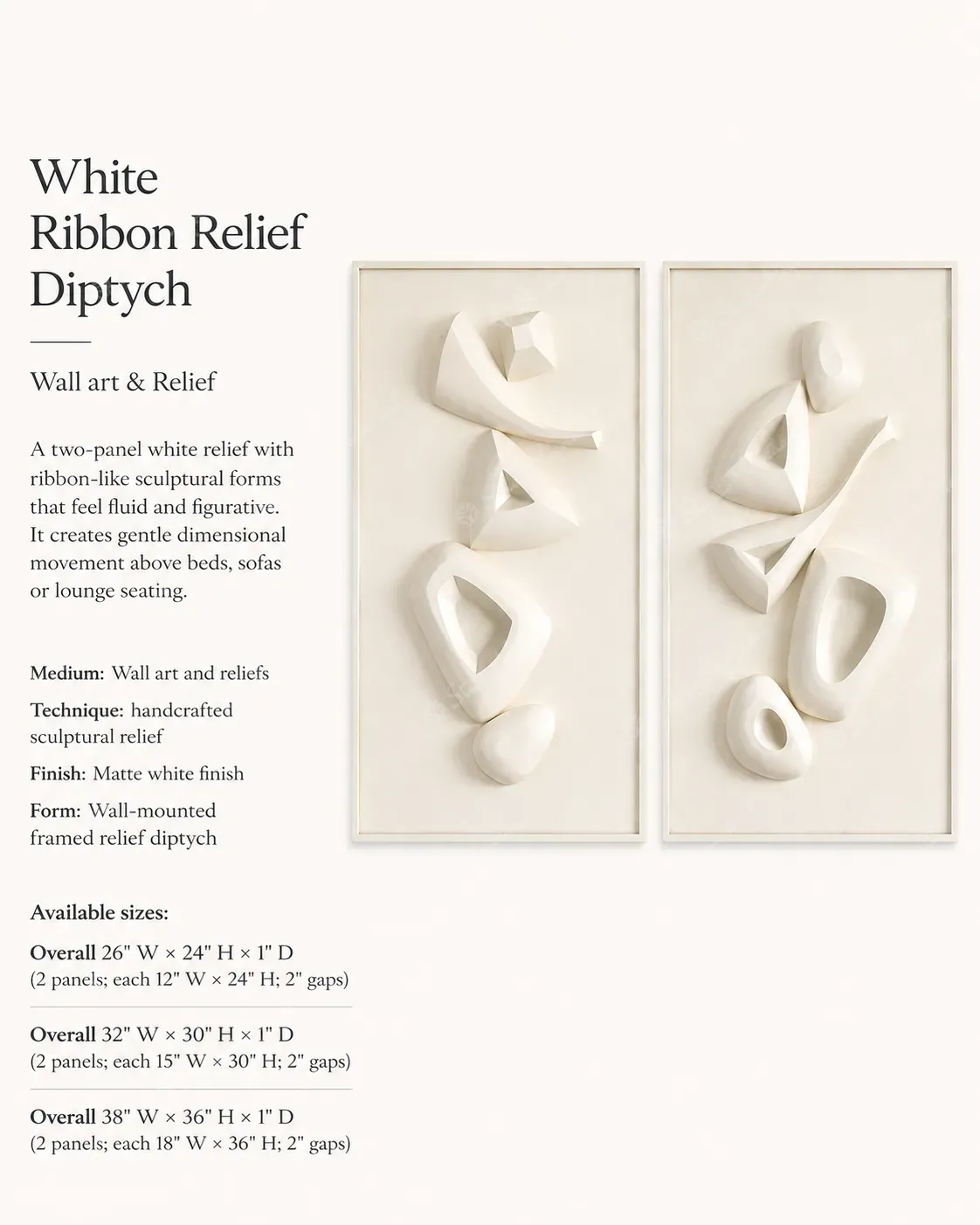 White Ribbon Relief Diptych - Image 3