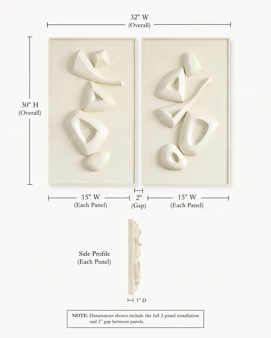 White Ribbon Relief Diptych - Image 5