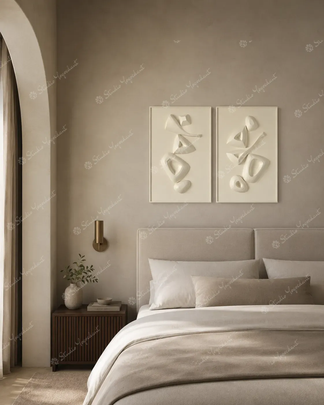 White Ribbon Relief Diptych - Image 8