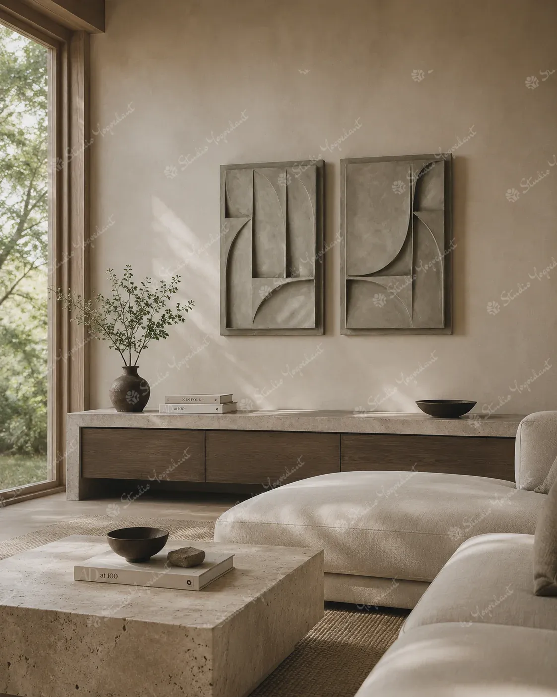 Soft Curve Relief Diptych - Image 7