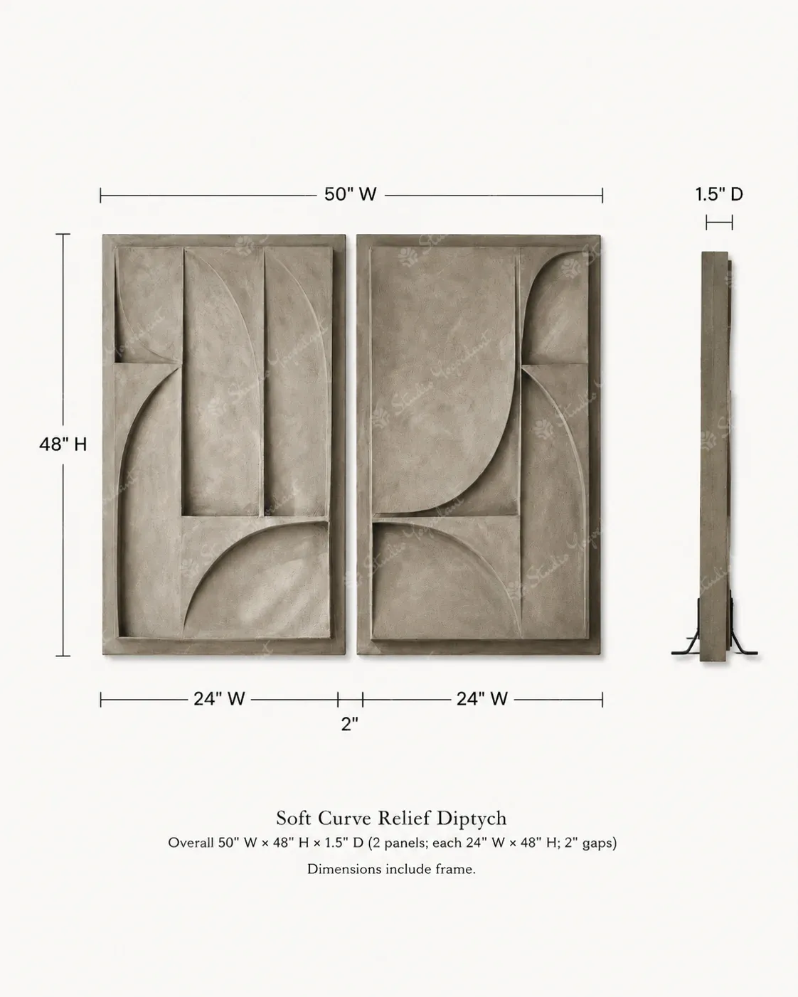 Soft Curve Relief Diptych - Image 5