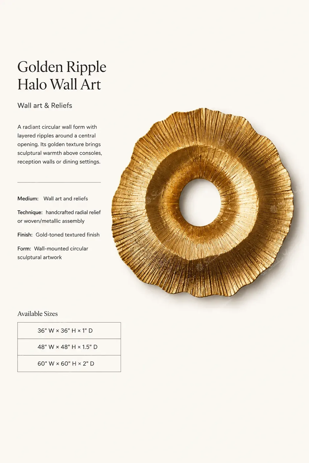 Golden Ripple Halo Wall Art - Image 3