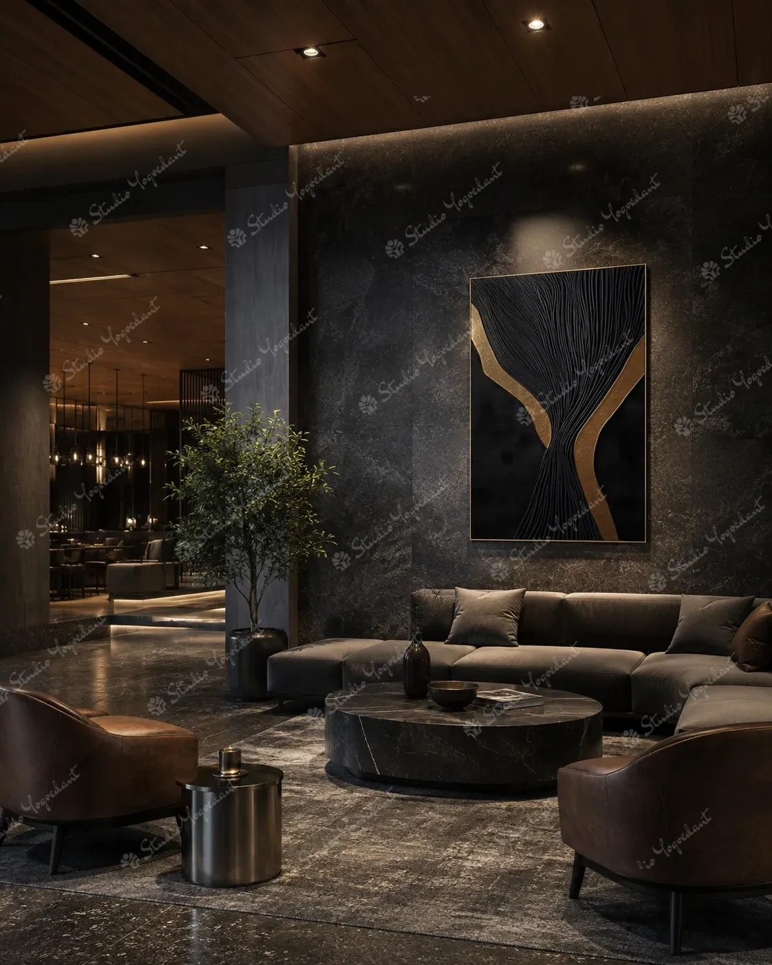 Black and Gold Branching Wall Panel - Image 8