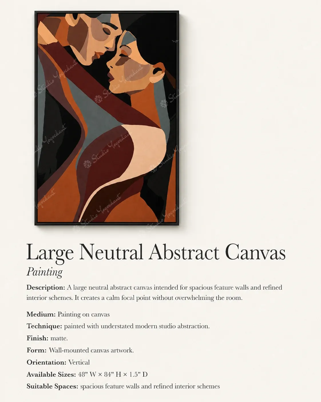 Large Neutral Abstract Canvas - Image 3