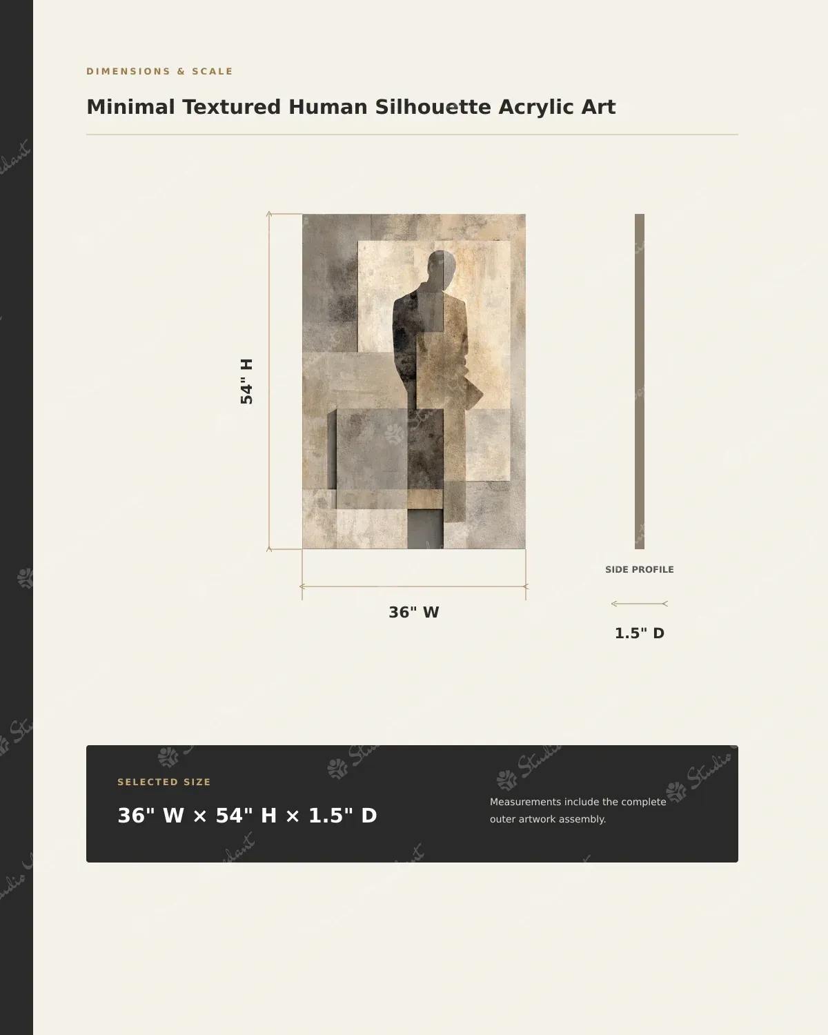 Minimal Textured Human Silhouette Acrylic Art - Image 5