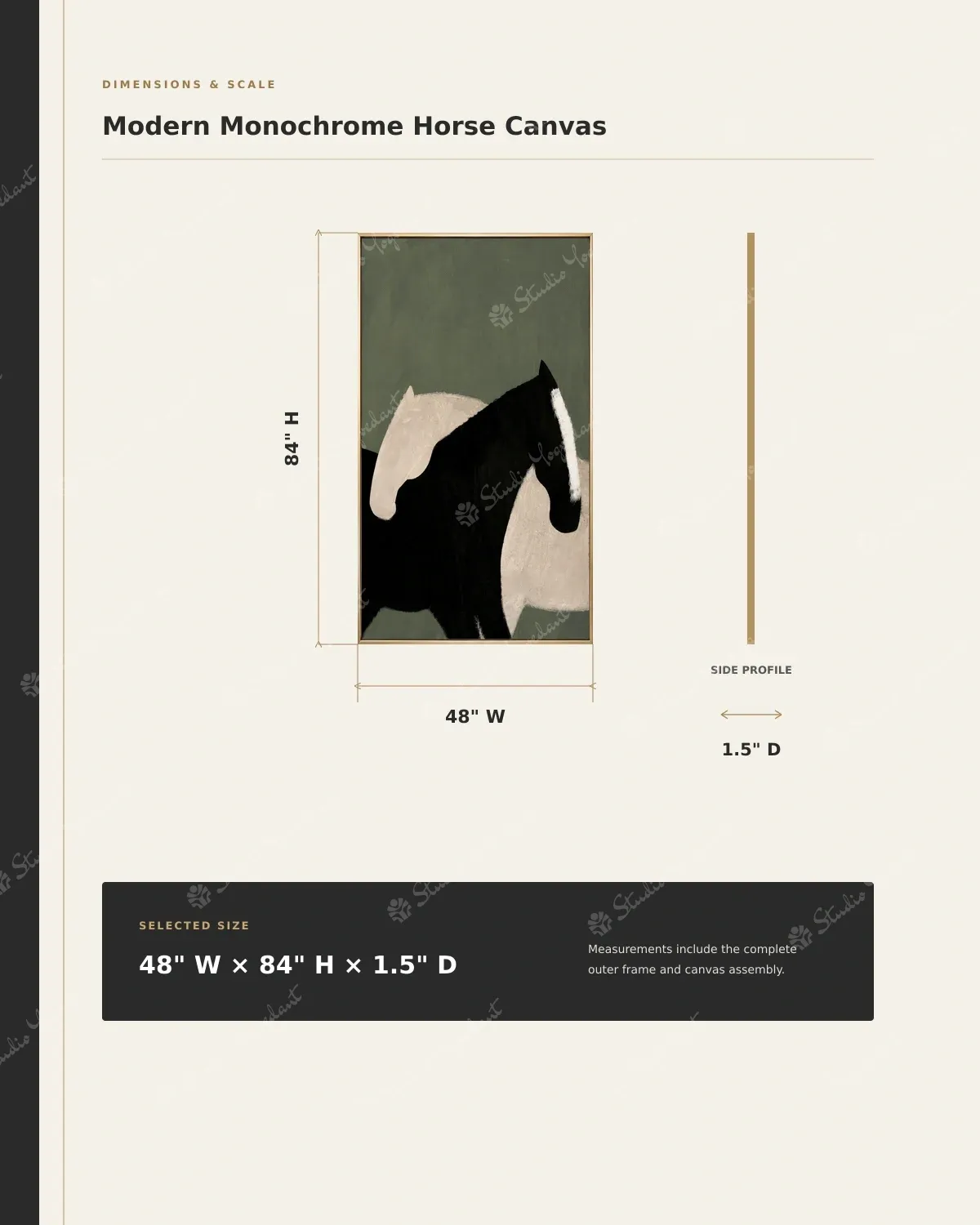 Modern Monochrome Horse Canvas - Image 4