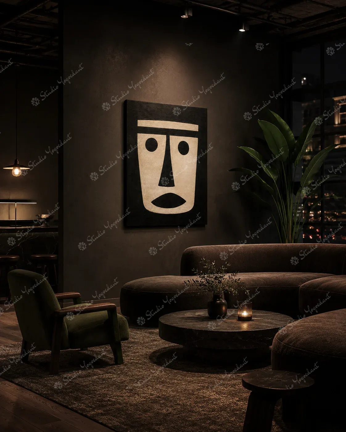 Monochrome Abstract Face Canvas - Image 7