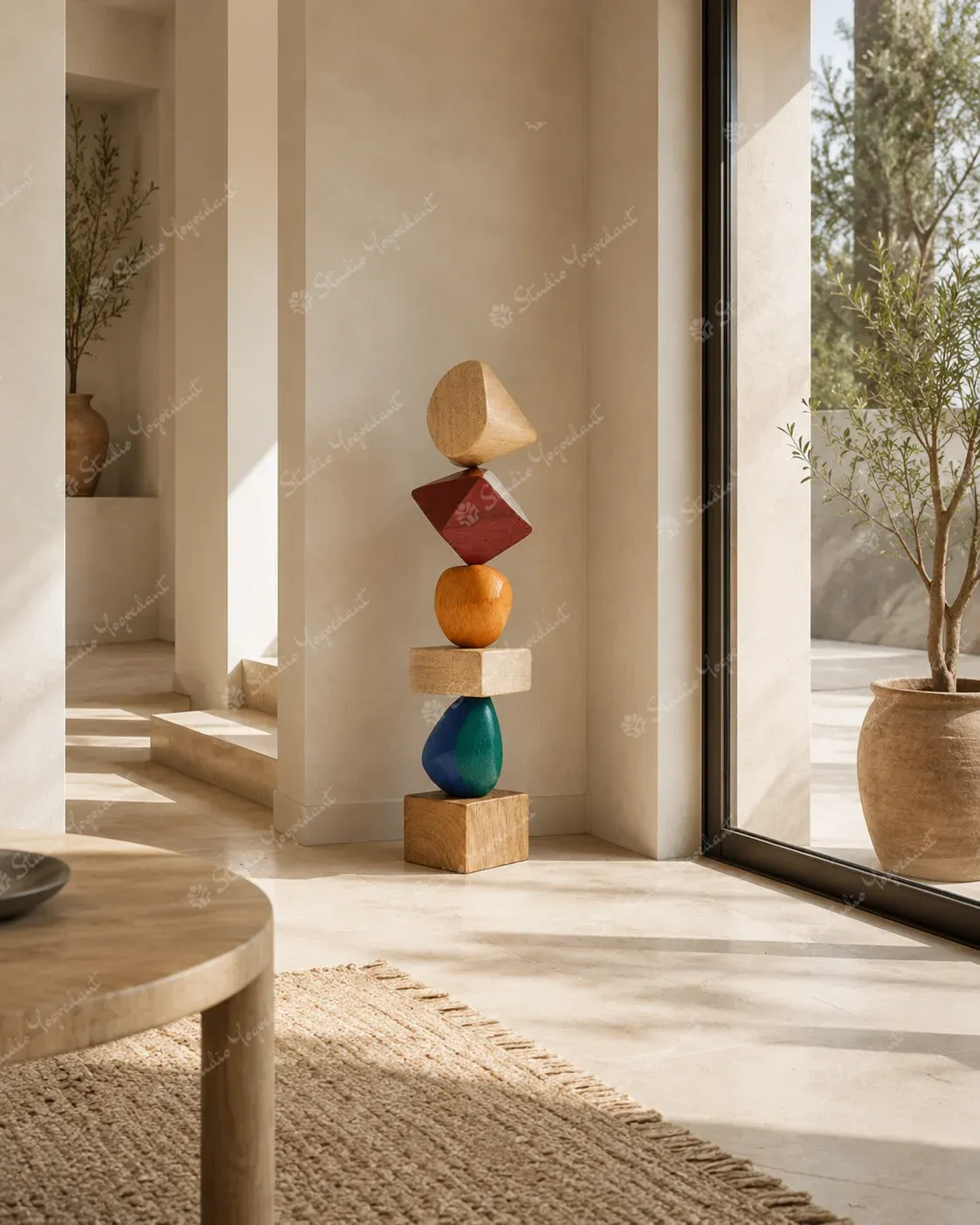 Color Block Stacked Totem Sculpture - Image 8