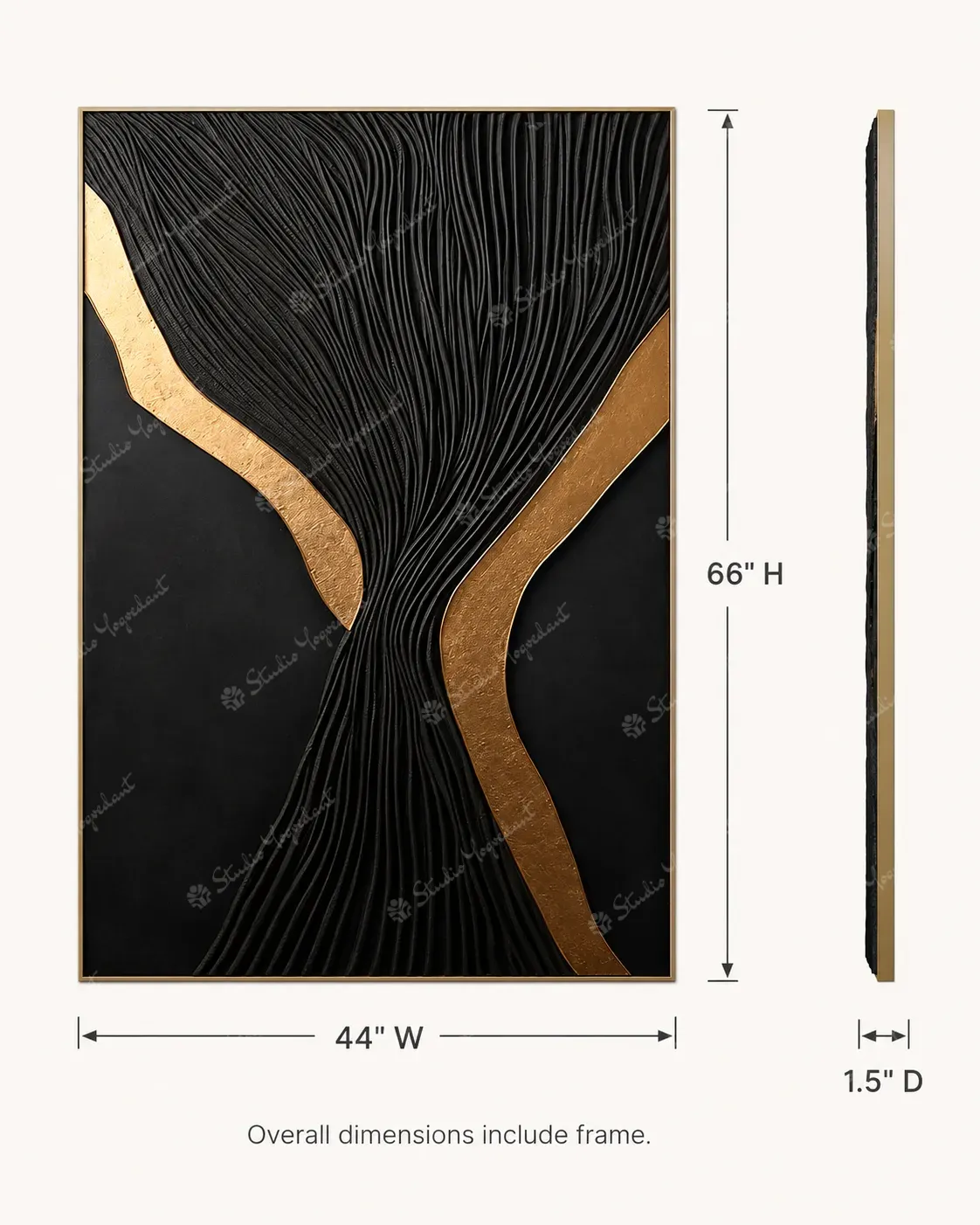 Black and Gold Branching Wall Panel - Image 4