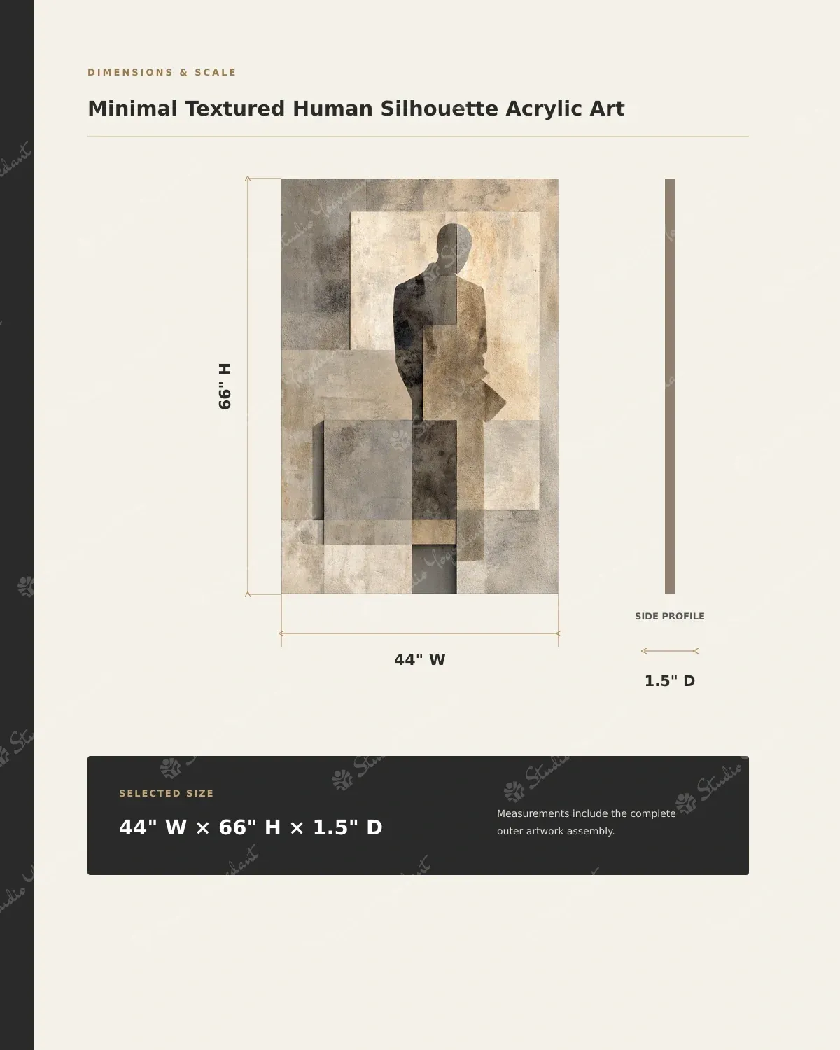 Minimal Textured Human Silhouette Acrylic Art - Image 4