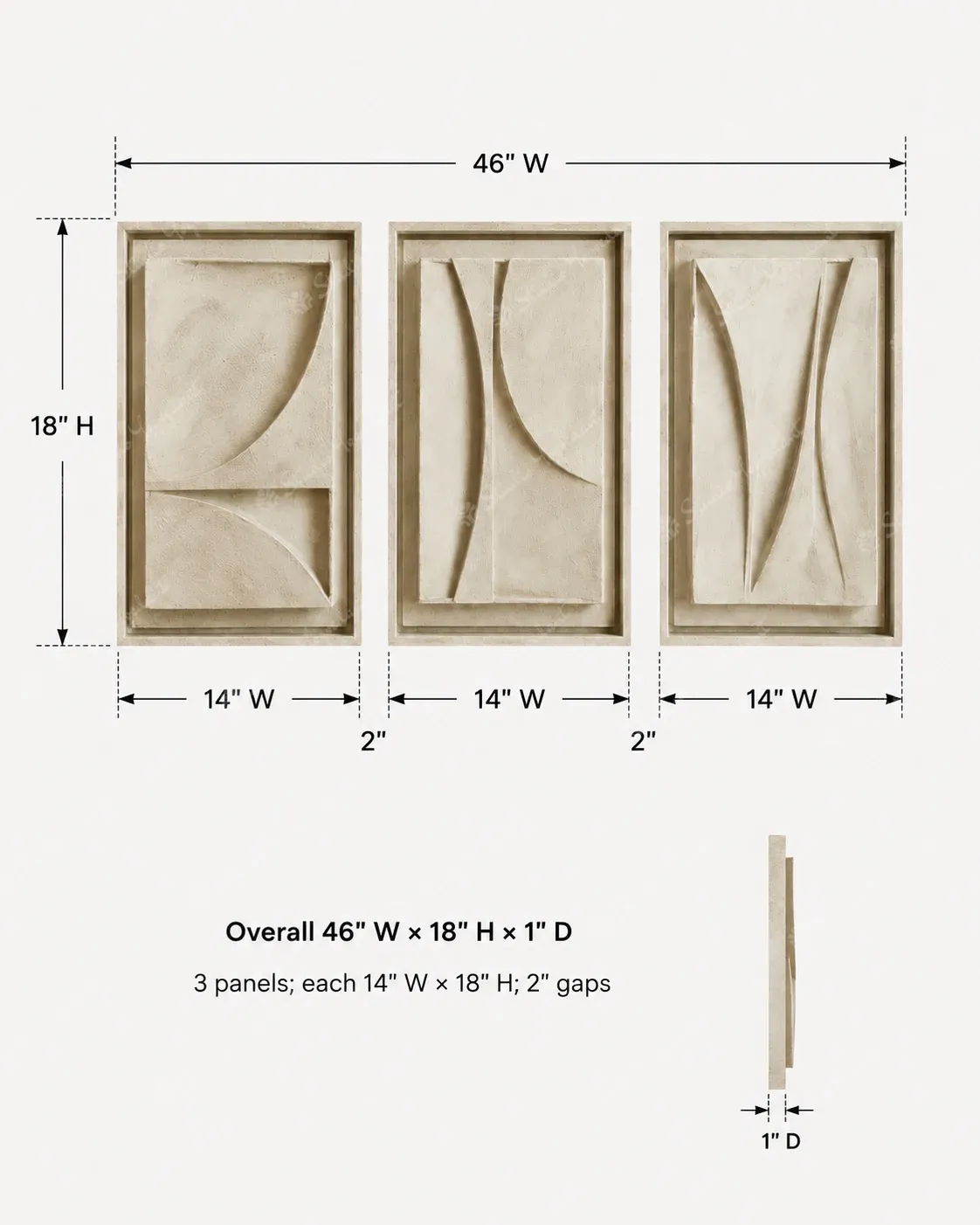 Soft Geometry Relief Triptych - Image 4